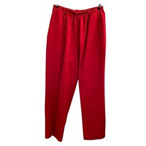 Vtg Alfred Dunner Casual Pants Sz 14 Tomato Red Silky Comfort Waist USA Made